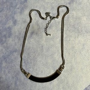 Keep collective leather reversible chain necklace. Black/pewter/silver
